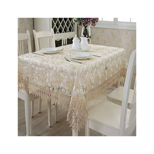 Elegant Floral Premium Half White GOTS Certified Eco-Friendly Embroidered <b>Square</b> Lace <b>Tablecloth</b> Handcrafted Washable Home Decor - Product Image 1