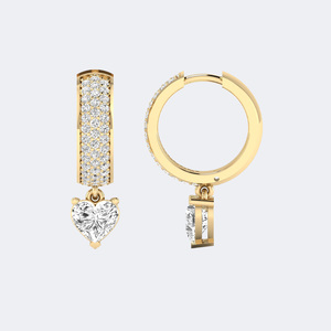 ต่างหูแบบห่วงประดับเพชรทรงกลมและทรงเหลี่ยม 1.50 กะรัต ตัวเรือนทองคำแท้ ประดับพลอยแท้ สำหรับผู้หญิง - Product Image 4