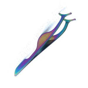 แหนบติดขนตาปลอมสีรุ้งแหนบติดขนตาปลอมเคลือบเงาทำจากสเตนเลสสตีล - Product Image 4