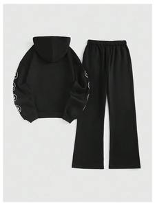 Chándal Unisex de Otoño al por Mayor, Chándal con Estampado en Serigrafía, Pantalones Deportivos para Exteriores con Estampado Puff, Chándal Cuadrado con Bordado de 400 Gsm - Product Image 2