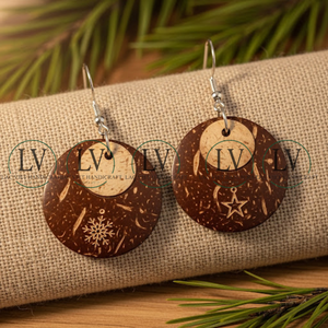 ต่างหูคริสมาสต์กะลามะพร้าวธรรมชาติ100% สำหรับสุภาพสตรีต่างหูกะลามะพร้าวทำมือราคาขายส่งจากเวียดนาม - Product Image 3