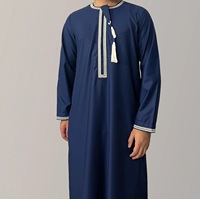 Grosir Thobe Muslim Pria Dewasa Custom Royal Plus Size 100% Katun Arab Maroko Islami Gaya Timur Tengah Saudi Arab