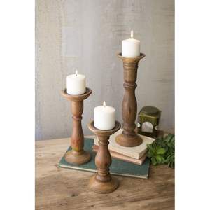 เชิงเทียนไม้ขนาดใหญ่สำหรับเทียนเสาตกแต่งแบบชนบทและสไตล์บ้านไร่อุปกรณ์ตกแต่งภายในบ้าน - Product Image 2