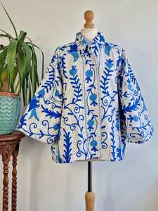 Chaqueta DE TRABAJO Kantha modesta para mujer, abrigo bohemio Unisex de manga tres cuartos hecho a mano - Product Image 2