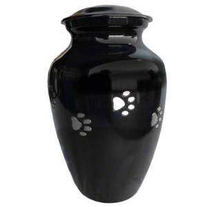 High Quality Aluminium Cremation <b>Pet</b> <b>Urns</b> With Paw Print Pewter And Black Color Finished Metal Funeral <b>Urns</b> For Human Ashes - Product Image 3