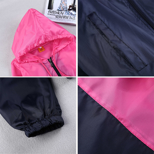 Personalizado elegante 2 colores sudaderas con capucha poliéster ligero hombres chaquetas cortavientos moda Color costura gabardina - Product Image 2