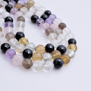 ลูกปัดพลอยหลายชนิดคุณภาพสูงทรงกลมเหลี่ยมเพชรพลอย 1 เส้น สำหรับทำเครื่องประดับชั้นดี - Product Image 1