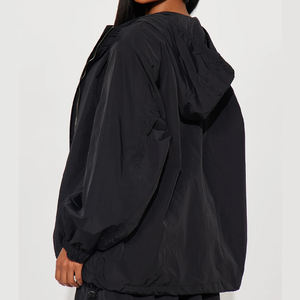 Ensemble de survêtement en twill confortable et de haute qualité pour femmes / Prix de gros, survêtement deux pièces noir surdimensionné pour femmes, finition lisse, 2026 - Product Image 3