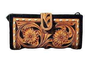 Cartera de Muñeca Bohemia de Cuero Genuino, Bolso Unisex Hecho a Mano con Cierre de Cremallera, Diseño a Rayas, 4' de Alto x 8' de Ancho - Product Image 2