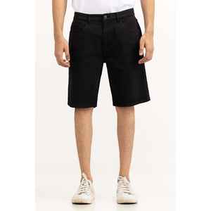 Shorts basiques noirs 100% coton, taille mi-haute, fermeture élastique et cordon de serrage, toile, pour l'entraînement estival, taille XL - Product Image 1