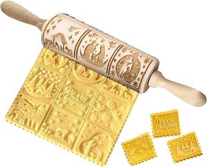 Christmas Wooden <b>Rolling</b> <b>Pin</b> 13.7 Inches Long Christmas Nati1vity <b>Pattern</b> Embossed <b>Rolling</b> <b>Pin</b> Bakery Supplies for Fondant - Product Image 4