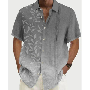 เสื้อกระดุมผู้ชายเสื้อฮาวายฤดูร้อนเสื้อแขนสั้นลายนกแก้ว - Product Image 2