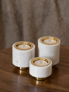 ที่วางเทียนทีไลท์สีเงินสีขาวหินอ่อนขนาดเล็กสไตล์ร่วมสมัยอันหรูหราสำหรับเทศกาลคริสต์มาสเพื่อยกระดับห้องนั่งเล่นหรือห้องนอนของคุณ - Product Image 4