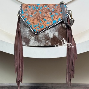 2025 Newest Big Size Hand Tooled Leather Fringe <b>Handbags</b> Trendy Fashion Genuine Cowhide Leather Latest Luxury Designer Women Bag - Product Image 1