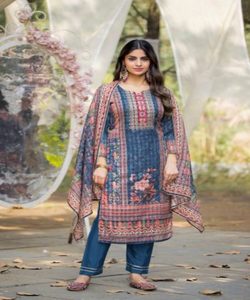 Bordado étnico de red de seda a la moda hilo secuencia trabajo Salwar Kameez traje Bodas de lujo Dupatta ropa precio al por mayor - Product Image 5