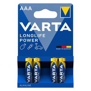 แบตเตอรี่อัลคาไลน์ วาร์ต้า ลองไลฟ์ พาวเวอร์ ขนาด AAA 1.5V แพ็ค 4 ก้อน ผลิตในเยอรมนี - Product Image 1