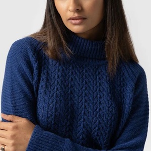 Pull-over col roulé décontracté 100 % coton pour femme, tricoté coréen personnalisé avec logo frontal, collection automne-hiver, idéal pour Noël - Product Image 5