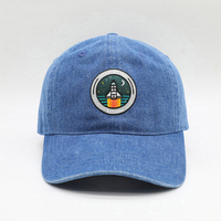 Gorra de Béisbol de Lujo con Logotipo Bordado, Estilo Dad Hat, de Mezclilla Azul Lavada, con 6 Paneles, Personalizada al por Mayor, de Alta Calidad, con Correa y Efecto Desgastado