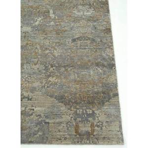 Kavi Grey & <b>Black</b> Hand Knotted Wool & Bamboo Silk Abstract Plush Rectangle <b>Rug</b> for Hallway-Esk-405 - Product Image 4