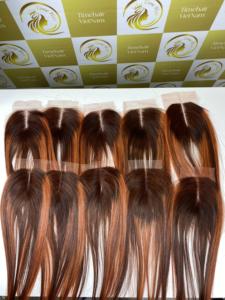 Nouveau Hot Frontal HD Lace Extensions de Bonestraight à la mode brut vietnamien cheveux humains 1B couleur plat trame faisceaux fermetures - Product Image 4