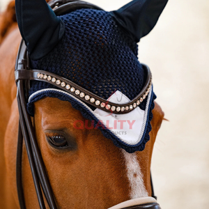 Bonnet d'oreille de cheval de qualité supérieure fabriqué au Pakistan, voile de mouche au crochet lavable et respirant, parfait pour l'équitation élégante - Product Image 5