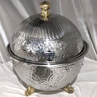 Plateau ovale de qualité supérieure avec couvercle, compatible micro-ondes, réutilisable, biodégradable, respectueux de l'environnement, pour fêtes, doré et argenté, gaufré et sculpté