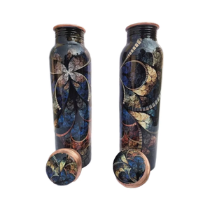 100% Copper Printed Design Water Bottle with Leak-Proof Advance Lid Unique Eco-Friendly <b>Disposable</b> Outdoor Yoga <b>Drinkware</b> - Product Image 1