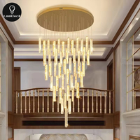 Lustre moderne de luxe en or à LED Mini lustres en cristal avec télécommande pour hall d'hôtel Escalier haut plafond