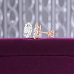 4.00 CT F/VS Marquise Cut Lab Grown Diamond Four Prong <b>Set</b> <b>Stud</b> <b>Earring</b> Made in 925 Sterling <b>Silver</b> For Unisex - Product Image 3