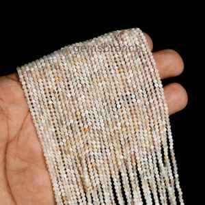 Piedra lunar blanca natural 2mm Rondelle Micro cuentas facetadas hebras piedra lunar blanca cuentas de piedras preciosas redondas para la fabricación de joyas 13" - Product Image 5