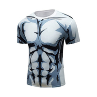 T-shirt de sport pour homme à manches courtes, imprimé musculaire, séchage rapide, en polyester, impression par sublimation