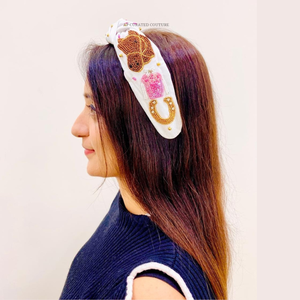 Diadema de Derby con Cuentas de Diseño para Niñas con Diseño Personalizado |   Tocado Hecho a Mano Directamente de la India - Product Image 6