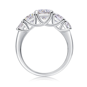 Luxe 14k or blanc VVS Moissanite fiançailles trois pierres bague en diamant bague d'éternité coupe brillante bijoux fins bague femmes - Product Image 3