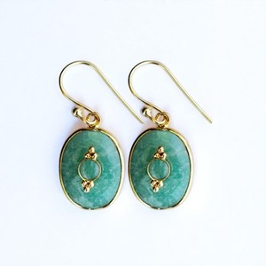 Pendientes de piedras preciosas de amazonita Natural de Plata de Ley 925, conjunto de piedras preciosas de diseño ovalado para mujer, joyería para fiesta y boda - Product Image 1