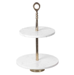 Soporte para Tartas de mármol y acero de lujo personalizado, suministro de fábrica, de 2 niveles embalaje personalizado, soporte para postres y magdalenas - Product Image 2