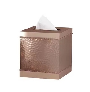 Qualité supérieure martelé boîte à mouchoirs ensemble de salle de bain équipement décoratif Antique cuivre couverture étain métal distributeur de mouchoirs - Product Image 1