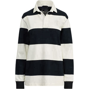 Venta al por mayor personalizado Vintage Rugby para Polo de algodón pesado Unisex Jersey corto para hombres mujeres Panel de rayas tejido de punto - Product Image 4