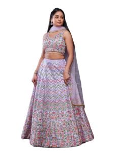 Último diseñador Heavy Satin Silk Thread Sequence Work Lehenga Choli por Fab Zone - Product Image 1