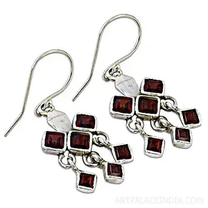Pendientes Colgantes de Plata de Ley 925 con Granate para Mujer, Estilo Religioso Clásico, Regalo - Product Image 2