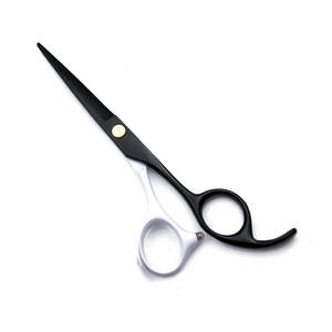 Tijeras de Peluquería Profesionales de Color Blanco y Negro con Reposadíces Fijo, Acero Inoxidable de la Mejor Calidad - Product Image 1