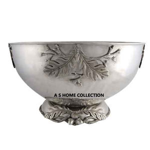 Forme ronde en métal antique à l'aspect ancien avec base en métal Bol moderne de grande taille pour bonbons et fruits - Product Image 4