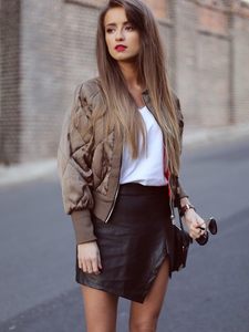 El mejor diseño, precio al por mayor, Falda de tubo de cuero informal natural transpirable, botón de encaje de longitud media de moda para mujer de alta calidad - Product Image 5