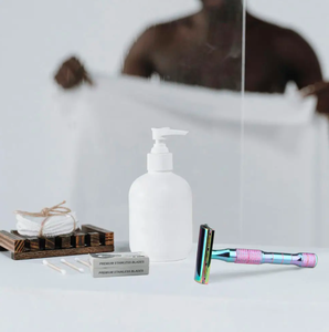 Outils de toilettage pour hommes Rasoir de sécurité réutilisable à double tranchant Rasoir de barbier de couleur bleue avec double lame tranchante par ANAAIF - Product Image 2