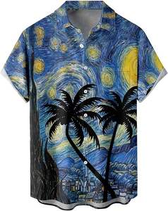 Camisa Hawaiana Aloha de Playa para Hombre, Estilo Casual, Estampado Digital Sólido, Manga Corta, con Botones, Poliéster/Algodón, Secado Rápido, Moda 2025 - Product Image 1