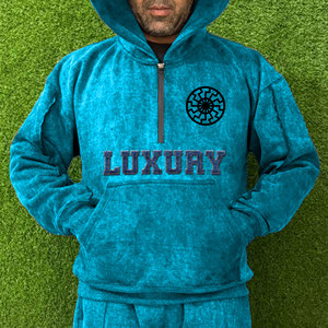 Venta al por mayor de chándales de lavado ácido de alta calidad personalizado de gran tamaño de piedra de media cremallera para los hombres de lavado ácido Flare sudor trajes para niños - Product Image 2