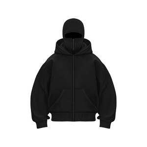 Sweat-shirts à capuche personnalisés pour hommes, 100% coton, lourd, surdimensionné, double capuche, fermeture éclair, épaules tombantes, sweat-shirts pour hommes - Product Image 2