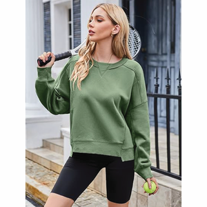 OEM personalizado sudadera de algodón de gran tamaño de las mujeres Casual de manga larga de cuello redondo Jersey de uso diario al por mayor sudaderas con capucha - Product Image 2