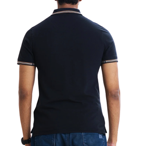 Classic Fit <b>Men's</b> for <b>Polo</b> Shirt in Stylish <b>Black</b> Cotton Breathable Knitted Fabric with Solid Pattern for Any Occasion - Product Image 2