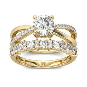 Ensemble de bagues en argent sterling plaqué or Jeulia, coupe ronde - Style tendance - Product Image 1