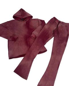 Pantalones de chándal y sudadera con capucha para hombre Conjunto de chándales de dos piezas OEM Sun Faded Men Stacked Joggers Conjunto de pantalones de chándal acampanados - Product Image 4